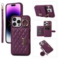 thumbnail image 1 of Case For iPhone 15 Pro,Decase Elegant Style Wallet Case w/ Detachable Lanyard Strap & Ring Stand,Magnetic Buckle Back Flip Card Slots Holder Protective Cover,for iPhone 15 Pro 6.1" - Deeppurple, 1 of 11