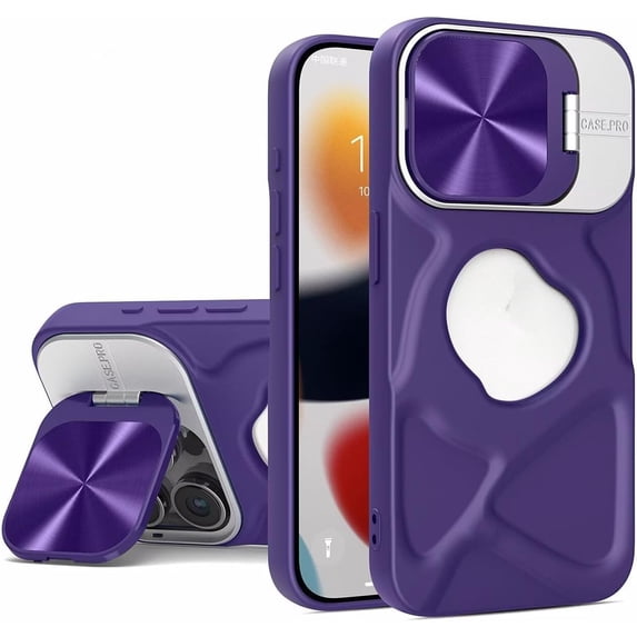 Case for iPhone 15 Pro,Fashion Shockproof DustProof Magnetic Built-in Camera Cover Kickstand TPU Full Body Anti-Scratch Protective Phone Case for iPhone 15 Pro,6.1 inch 2023 (Purple)