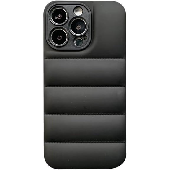Case for iPhone 15 Pro,Luxury Down Jacket Black Lens Soft Unzip Sofa Silicone Puffer Touch Cloth Portection Shockproof Girls Women Phone Case for iPhone 15 Pro,6.1 inch 2023 (Black)