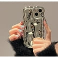 thumbnail image 1 of Case for iPhone 15 Pro Max,3D Meteorite Bubble Pattern Electroplate Plating Glitter Curly Wavy Frame Glossy Case,Soft TPU Shockproof Case for iPhone 15 Pro Max Phone Case 6.7 Inch,Silvery, 1 of 9