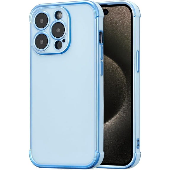Case for iPhone 15 Pro Max 6.7" Luxury Plating Edge Case Cover Slim Lightweight Glossy Bling Phone Case Soft TPU Shockproof Bumper Case Electroplated Case,Blue