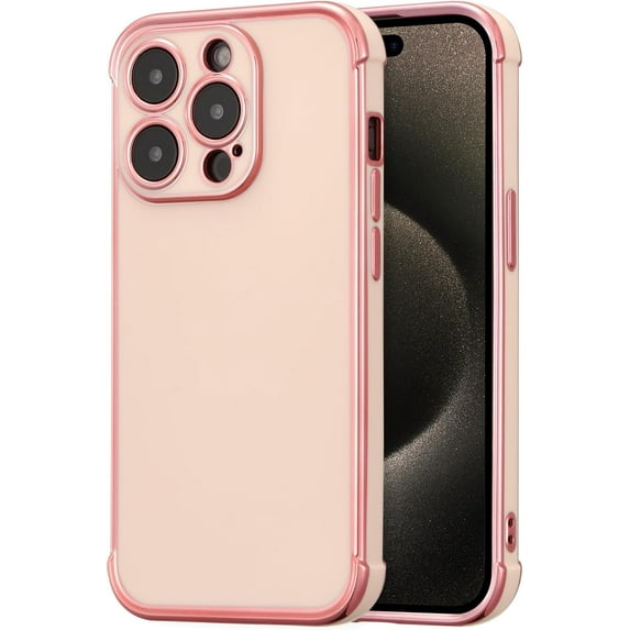 Case for iPhone 15 Pro Max 6.7" Luxury Plating Edge Case Cover Slim Lightweight Glossy Bling Phone Case Soft TPU Shockproof Bumper Case Electroplated Case,Pink