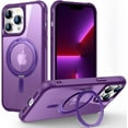 thumbnail image 1 of Case for iPhone 15 Pro Max 6.7 inch with 360°Rotatable Magnetic Ring Stand Compatible with MagSafe Lightweight and Translucent Matte Back Shockproof Protective Case Men Women Purple, 1 of 7