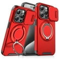 thumbnail image 1 of Case for iPhone 15 Pro Max 6.7-inch, Built In Slide Camera Cover & Rotatable Kickstand Sliding Ring Heavy Duty ShockProof Protective Case for iPhone 15 Pro Max,Red,For iPhone 15 Pro Max, 1 of 8