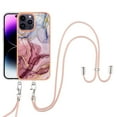 thumbnail image 1 of Case for iPhone 15 Pro Max, Adjustable Detachable Crossbody Strap Neck Strap Silicone Bumper Marble Painted TPU Ultra Thin Shockproof Protective Phone Case Cover for iPhone 15 Pro Max, Rose, 1 of 7