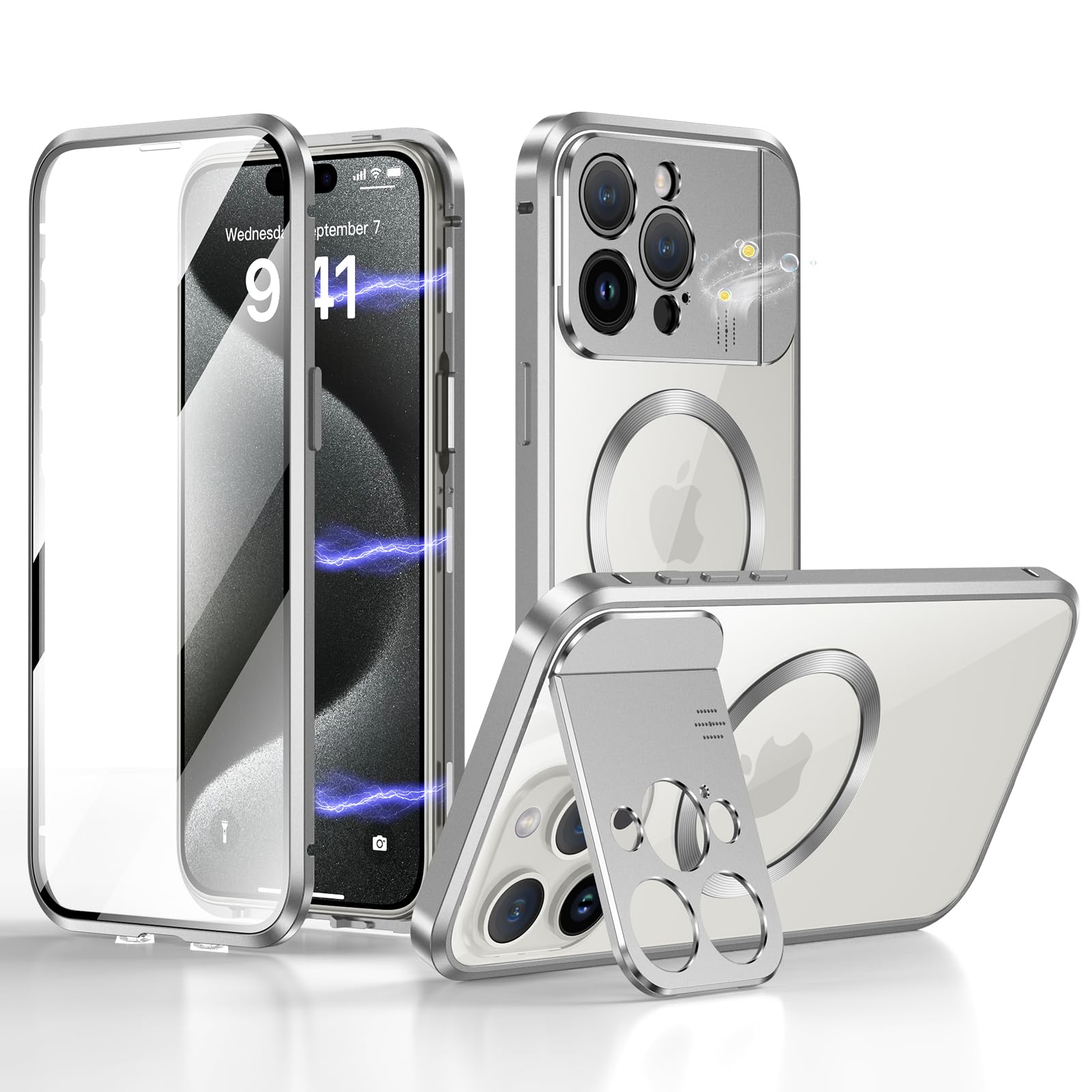 Case for iPhone 15 Pro Max with Camera Invisible Stand with