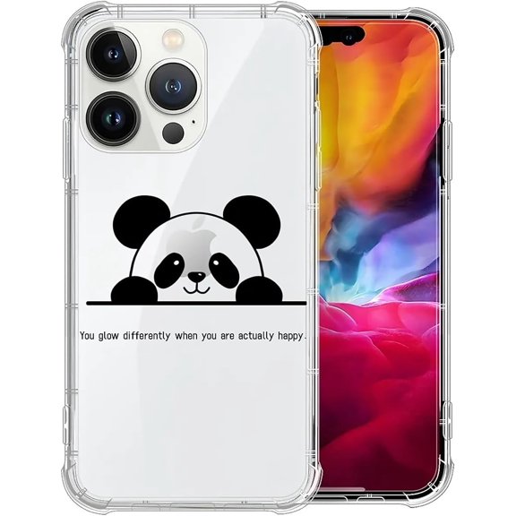 Case for iPhone 15 Pro Max Case, Clear Cute Panda Avatar Pattern Graphic Case for Girl Women Soft Silicone Shock Protection Case for iPhone 15 Pro Max