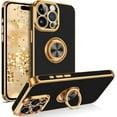 thumbnail image 1 of Case for iPhone 15 Pro Max Case with Ring Holder Kickstand 360 Degree Rotation Magnetic Car Finger Soft Slim Cover Shockproof Full Protective Phone Case for iPhone 15 Pro Max 6.7", Black, 1 of 17