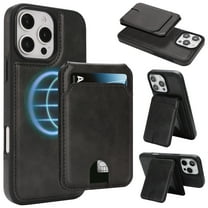 Case for iPhone 15 Pro Max, Compatible with MagSafe, Magnetic 2 in 1 Detachable Wallet Case with Card Holder Women Men, Business PU Leather RFID Blocking Flip Kickstand Credit Slots, Black