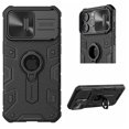 thumbnail image 1 of Case for iPhone 15 Pro Max,Decase Heavy Duty Dual Layer Hybrid Protective Case Slide Camera Protector 360° Ring Kickstand Shockproof Phone Cover,for Apple iPhone 15 Pro Max 2023 - Black, 1 of 9