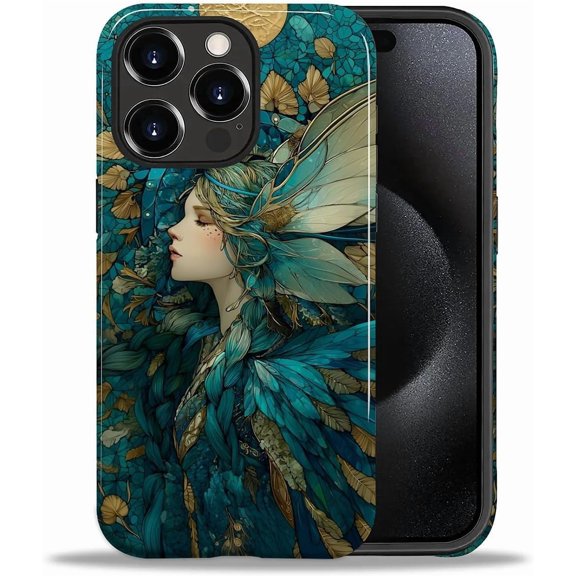 Case for iPhone 15 Pro Max, Fairy Queen Stained Glass Design Hybrid Dual Protection Soft TPU Hard PC Shockproof Anti-Scratch Cover Men Women Stylish Protective Phone Case