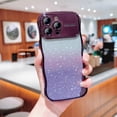 thumbnail image 1 of Case for iPhone 15 Pro Max with Full Camera Lens Protector, Clear Gradient Glitter Sparkle Luxury Electroplated Wave Edge TPU Bumper Non-Yellowing Shockproof Cover for iPhone 15 Pro Max, Darkpurple, 1 of 9