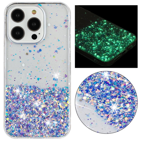 Case for iPhone 15 Pro Max, Luminous Fashionable Trendy Shiny Glitter Phone Cover, Gradient Non-Yellowing Shockproof with Glamorous Shimmering Protection Case for iPhone 15 Pro Max, Purple