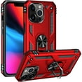 thumbnail image 1 of Case for iPhone 15 Pro Max,Military Car Holder [Built-in Kickstand] Metal Ring Dual-Layer Heavy Duty TPU+PC Shockproof Protection Phone Case for iPhone 15 Pro Max,6.7 Inch 2023 (Red), 1 of 11