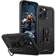 thumbnail image 1 of Case for iPhone 15 Pro Max,Military Grade  [Built-in Kickstand] Magnetic Ring Holder Heavy Duty TPU+PC Shockproof Drop Protection Phone Case for iPhone 15 Pro Max,6.7 inch (Black), 1 of 11