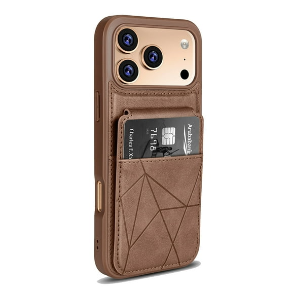 Case for iPhone 15 Pro Max, PU Leather + TPU Hybrid Slim Wallet Case with Card Slots Kickstand Shockproof Drop Protective Classic Business Durable Back Case Cover for Men & Women, Coffee