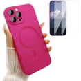thumbnail image 1 of Case for iPhone 15 Pro Max Phone Case for Women, [Compatible with MagSafe] Matte Soft Metallic Design with Lens Protectors & 2 Screen Protectors for iPhone 15 Pro Max 6.7"-Hot Pink, 1 of 13
