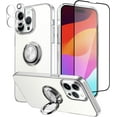 thumbnail image 1 of Case for iPhone 15 Pro Max Case with Ring Kickstand Holder [Built-in Camera Lens Protector & Screen Protector] Clear Soft TPU Shockproof Protective Phone Case Cover for 15 Pro Max 6.7 inch, 1 of 6