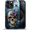 thumbnail image 1 of Case for iPhone 15 Pro Max, Stained Glass Dark Gothic Skeleton Floral Design Hybrid Dual Protection Soft TPU Hard PC Shockproof Anti-Scratch Cover Men Women Stylish Protective Phone Case, 1 of 7