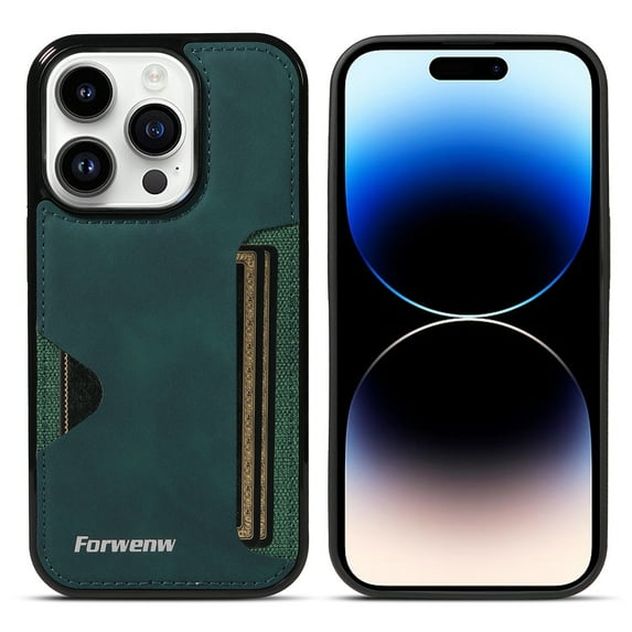 Case for iPhone 15 Pro Max, Vintage Premium PU Leather Wallet Case with Credit Card Slot Holder Ultra Slim Drop Protective Lightweight Phone Case Cover for iPhone 15 Pro Max 6.7 inch, Green