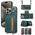 thumbnail image 1 of Case for iPhone 15 Pro Max Wallet Case, Flip Leather Case with 4 Card Holder, Ring Holder Kickstand Shockproof Protective Folio Phone Cover Crossbody Strap for Women Ladies,Cyan, 1 of 21