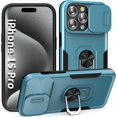 thumbnail image 1 of Case for iPhone 15 Pro Phone Case iPhone 15 Pro Case, with Slide Camera Cover and Stand Ring, Support Magnet Car Mount, Military Grade, Heavy Duty, for iPhone 15 Pro Case Grey, 1 of 12