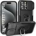 thumbnail image 1 of Case for iPhone 15 Pro Phone Case iPhone 15 Pro Case, with Slide Camera Cover and Stand Ring, Support Magnet Car Mount, Military Grade, Heavy Duty, for iPhone 15 Pro Case Grey, 1 of 12