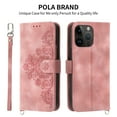 thumbnail image 1 of Case for iPhone 15 Pro, Premium PU Leather Magnetic Flip Wallet Case with Card Holder Cash Slot Lanyard Strap Kickstand Function Embossed Flower Pattern Shockproof Cover,Pink, 1 of 15