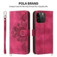 thumbnail image 1 of Case for iPhone 15 Pro, Premium PU Leather Magnetic Flip Wallet Case with Card Holder Cash Slot Lanyard Strap Kickstand Function Embossed Flower Pattern Shockproof Cover,Winered, 1 of 15