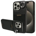 thumbnail image 1 of Case for iPhone 15 Pro Wallet with Credit Card Holder & Finger Ring Kickstand, Premium PU Leather Slim Cover Shockproof Scratch Resistant Full Protection Phone Case for iPhone 15 Pro, Black, 1 of 10