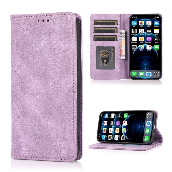 Case for iPhone 15 Pro Wallet with Credit Card Holder, Strong Magnetic Closure PU Leather Flip Cover with Folio Kickstand Protection Full Body Shockproof Case for iPhone 15 Pro, Purple