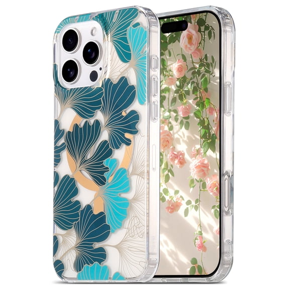 Case for iPhone 15, Ultra-Slim Floral Clear Phone Case Compatible with MagSafe, TPU+PC Shockproof Drop Protective Anti-Yellow Anti-Scratch Anti-Fingerprint Case for Women Ladies, D