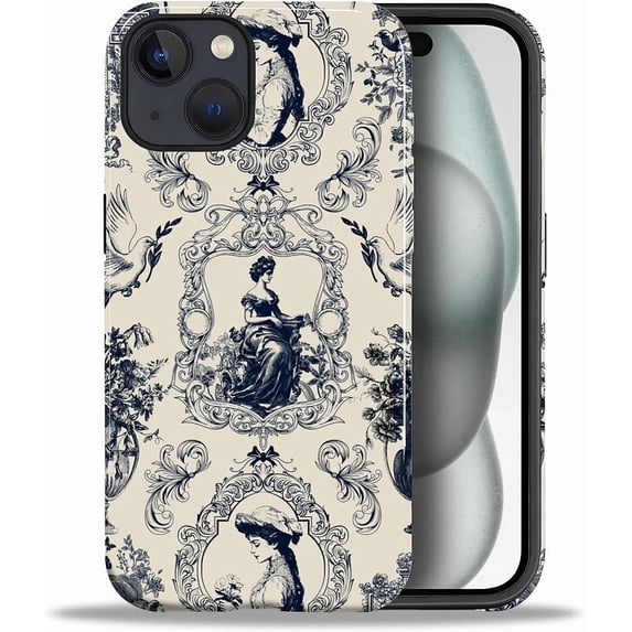 Case for iPhone 15, Vintage Woman Pattern Design Hybrid Dual Protection Soft TPU + Hard PC, Shockproof & Anti-Scratch Cover Men Women Stylish Protective Phone Case