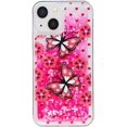 thumbnail image 1 of Case for iPhone 15, iPhone 15 Case Cute Pink Glitter Luxury Sparkle Liquid for Girls Women Quicksand Clear Soft TPU Protective Phone Case for iPhone 15 Pink Butterfly, 1 of 10