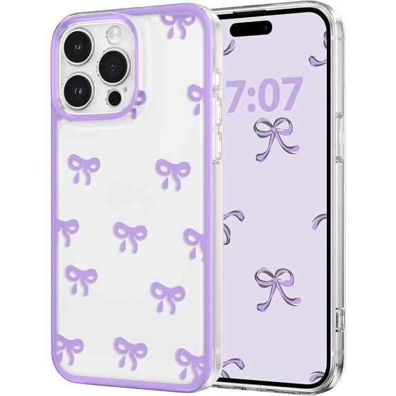 Case for iPhone 15/plus/pro/pro max, Clear Cute Ribbon Bowknot Pattern Aesthetic Transparent Phone Case Raised Camera Protection Stylish Slim Soft Durable TPU Protective Cover for Women Girls