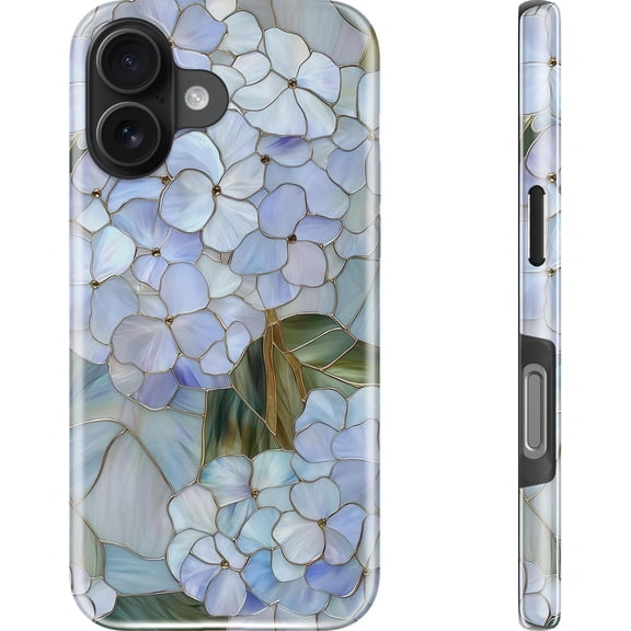 Case for iPhone 16 Case - Compatible with Magsafe - Dual-Layer Hard Shell & Silicone Cover - Protective Phone Case with Cute Wildflower Designs for Women - Pastel Hydrangea