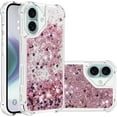 thumbnail image 1 of Case for iPhone 16 Case Glitter Bling Liquid Cute Clear Phone Case,Floating Quicksand Shockproof Protective Bumper Soft TPU Cover for iPhone 16 6.1 inch Love Rose YB, 1 of 14