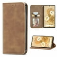 thumbnail image 1 of Case for iPhone 16, Classic Business Premium PU Leather Cover TPU Bumper with Card Holder Kickstand Magnetic Adsorption Flip Wallet Case Cover for iPhone 16, Brown, 1 of 4