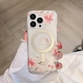 thumbnail image 1 of Case for iPhone 16 (Compatible with MagSafe) Floral Flowers Design Translucent Phone Cover Soft TPU + Hard PC Anti-Scratch Shockproof Magnetic Cute Case for Women,D, 1 of 13