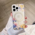 thumbnail image 1 of Case for iPhone 16 (Compatible with MagSafe) Floral Flowers Design Translucent Phone Cover Soft TPU + Hard PC Anti-Scratch Shockproof Magnetic Cute Case for Women,G, 1 of 13