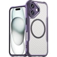 thumbnail image 1 of Case for iPhone 16,Full-Body Rugged Carbon Fibre Protective Clear Back Hybrid Magnetic with Wireless Charge Shockproof Protector Phone Case for iPhone 16,6.1 inch 2024 (Purple), 1 of 17