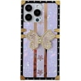 thumbnail image 1 of Case for iPhone 16,Glitter Kickstand Cute Luxury Bling Sparkly Rhinestone Butterfly Foldable Stand Elegant Shockproof Women Girl Phone Case for iPhone 16,6.1 inch 2024 (Purple), 1 of 13
