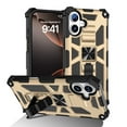 thumbnail image 1 of Case for iPhone 16 Heavy Duty Cover with Kickstand Magnetic Car Mount, Dual-Layers Rugged PC + Silicone Shockproof Anti-Scratches Protective Case for iPhone 16, Gold, 1 of 6