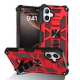 thumbnail image 1 of Case for iPhone 16 Heavy Duty Cover with Kickstand Magnetic Car Mount, Dual-Layers Rugged PC + Silicone Shockproof Anti-Scratches Protective Case for iPhone 16, Red, 1 of 6