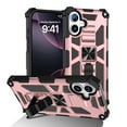 thumbnail image 1 of Case for iPhone 16 Heavy Duty Cover with Kickstand Magnetic Car Mount, Dual-Layers Rugged PC + Silicone Shockproof Anti-Scratches Protective Case for iPhone 16, Rosegold, 1 of 6