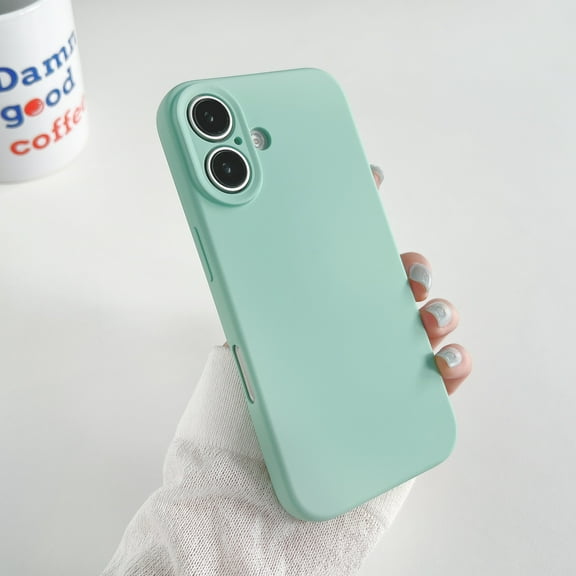 Case for iPhone 16, Liquid Silicone Phone Cover with Anti-Scratch Soft Microfiber Lining, Full Camera Coverage Non-Slip Dustproof Slim Lightweight Case for iPhone 16, Lightcyan
