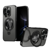 Case for iPhone 16, Luxury PC Protective Cover with 0–150° Adjustable Magnetic Ring Kickstand, Anti-Peep Privacy Front Film, Shockproof 2-in-1 Design for iPhone 16, Black