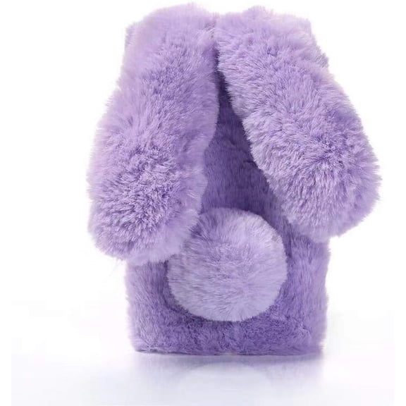 Case for iPhone 16,Luxury Winter Warm Handmade Diamond Rabbit Bunny Furry Fuzzy Soft Rabbit Fur Hair Plush Phone Case for iPhone 16,6.1 inch 2024 (Rabbit Purple)