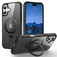 thumbnail image 1 of Case for iPhone 16 Magnetic Ring Holder Bracket Slim Case, Rugged Shockproof Hybrid Military Grade Protection Cover for iPhone 16, Compatible with MagSafe Wireless Charging,  Black, 1 of 8