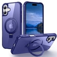 thumbnail image 1 of Case for iPhone 16 Magnetic Ring Holder Bracket Slim Case, Rugged Shockproof Hybrid Military Grade Protection Cover for iPhone 16, Compatible with MagSafe Wireless Charging, Darkblue, 1 of 8